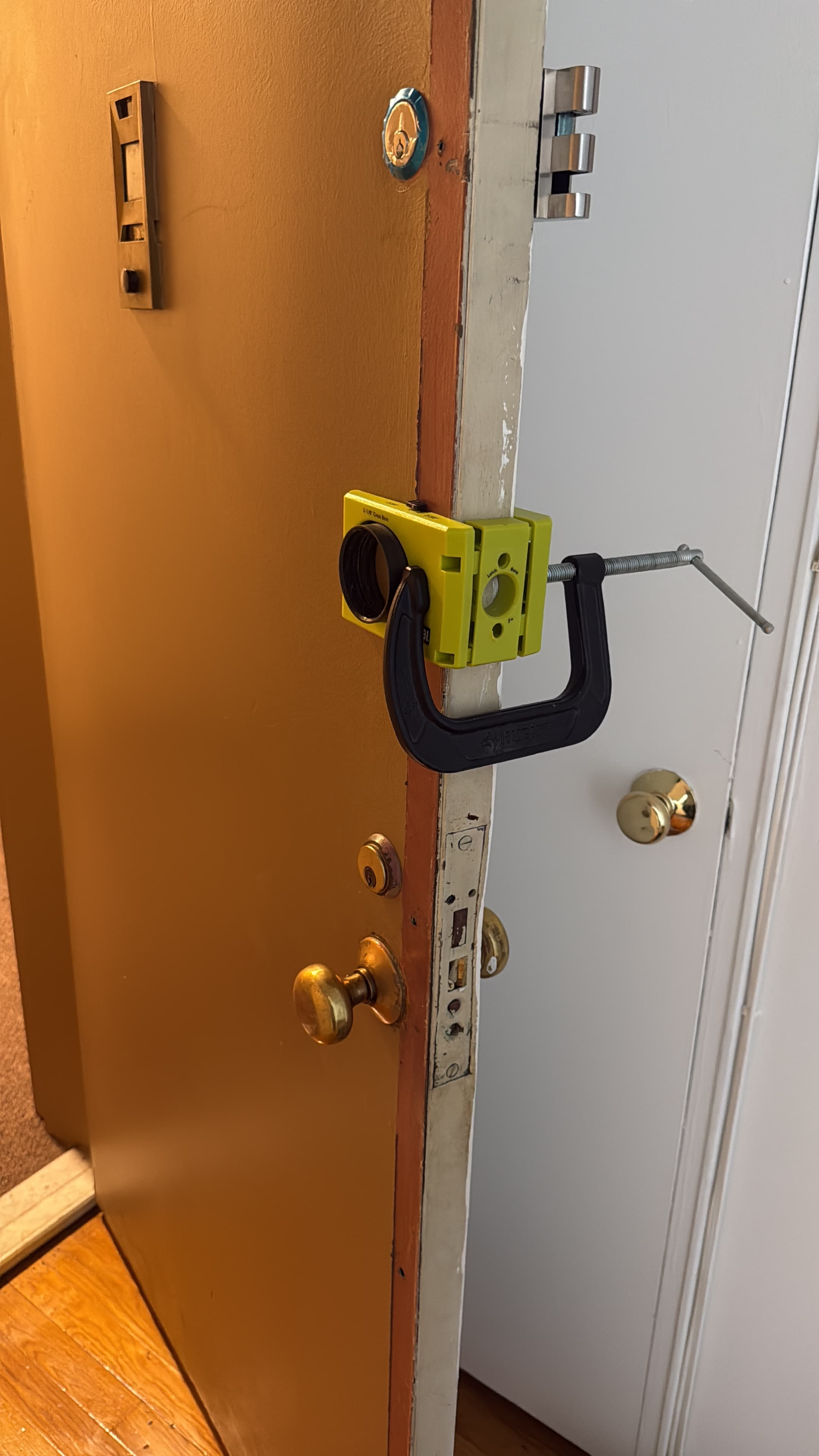 Fresh lock installation in progress