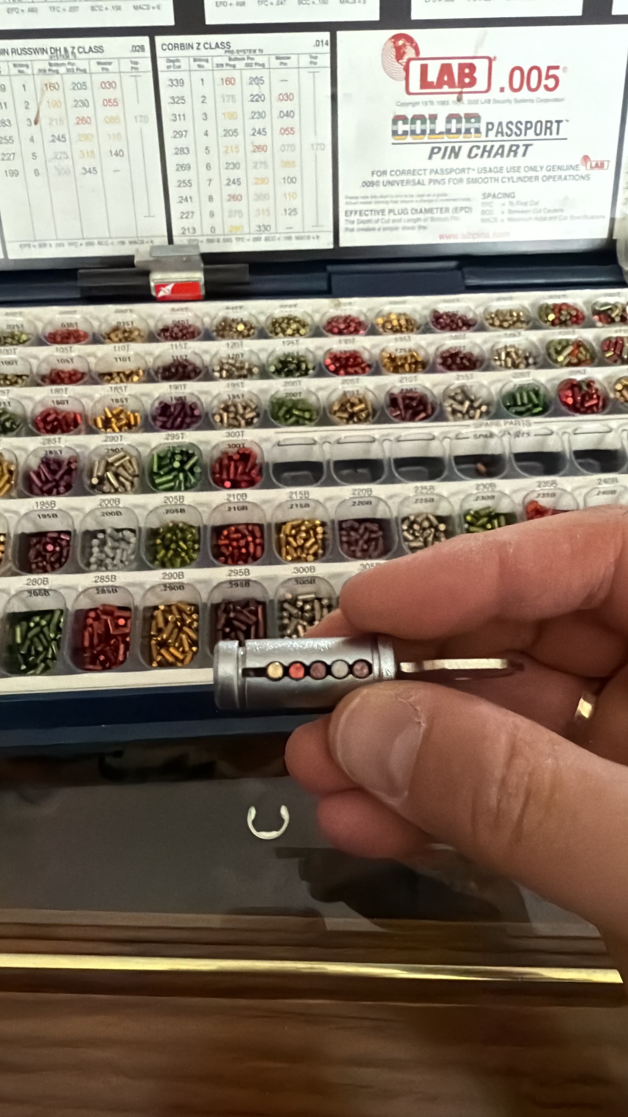 Lock rekeying with pin chart